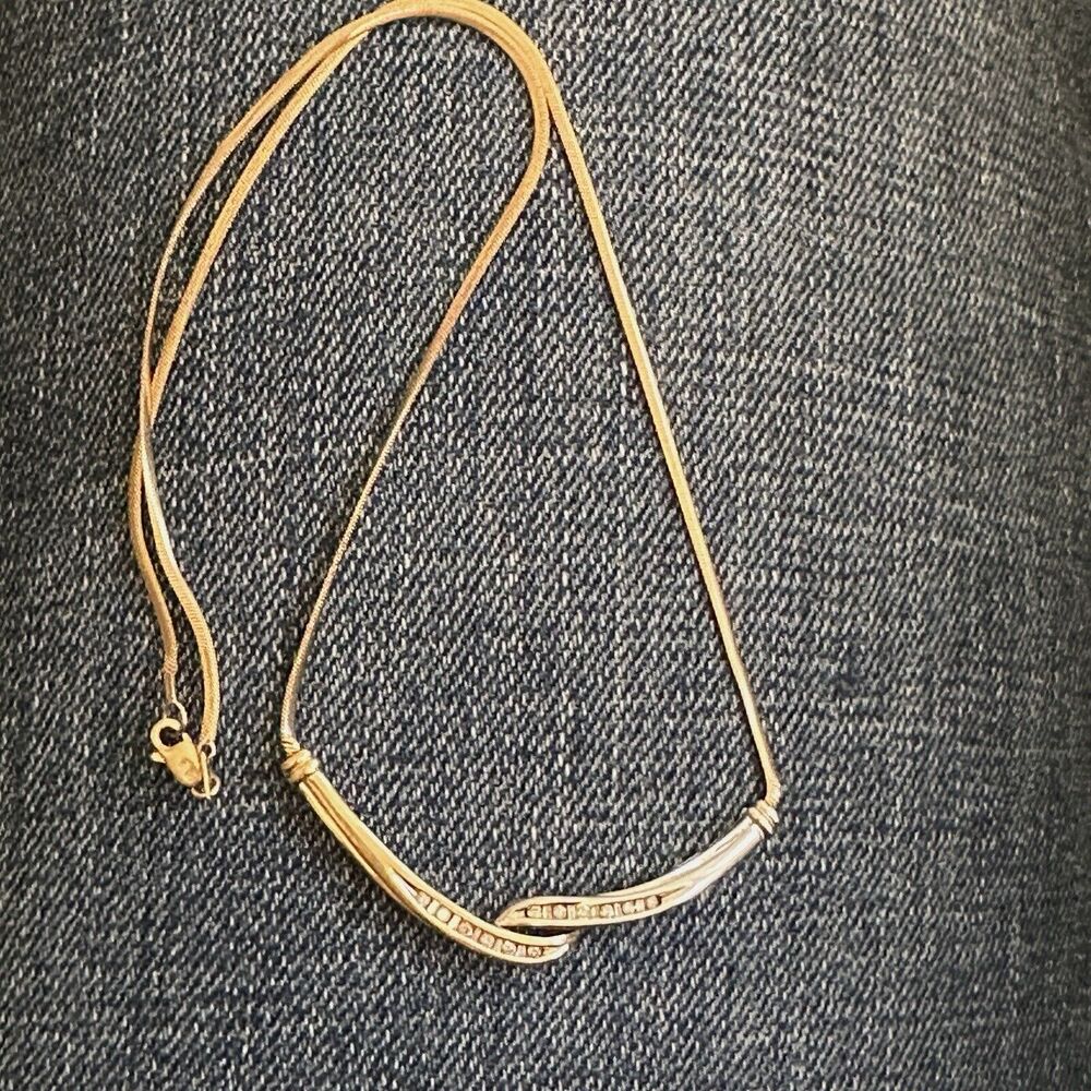 10k Yellow & White Gold Diamond Necklace Very 1980’s!